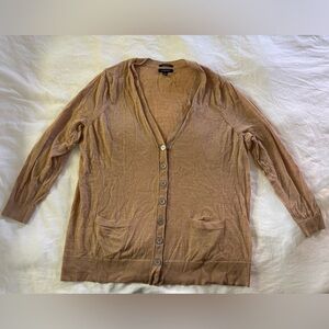 Land’s End 100% Merino boyfriend v neck cardigan 2X tan